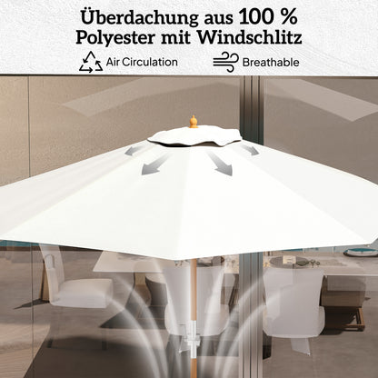 Wooden Sun Umbrella Wooden Umbrella Garden Umbrella Balcony Umbrella 2.5m Cream