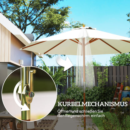 Wooden Sun Umbrella Wooden Umbrella Garden Umbrella Balcony Umbrella 2.5m Cream