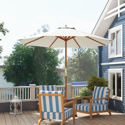 Wooden Sun Umbrella Wooden Umbrella Garden Umbrella Balcony Umbrella 2.5m Cream