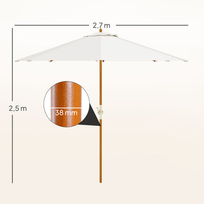 Wooden Sun Umbrella Wooden Umbrella Garden Umbrella Balcony Umbrella 2.5m Cream