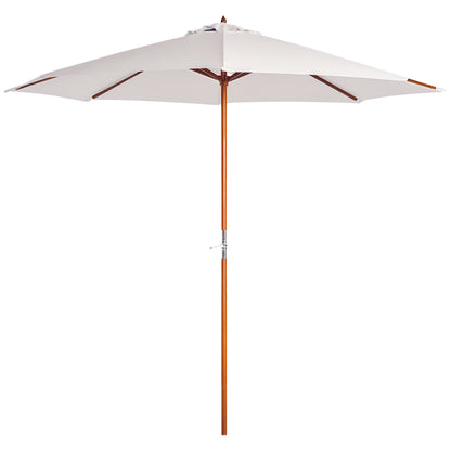 Wooden Sun Umbrella Wooden Umbrella Garden Umbrella Balcony Umbrella 2.5m Cream
