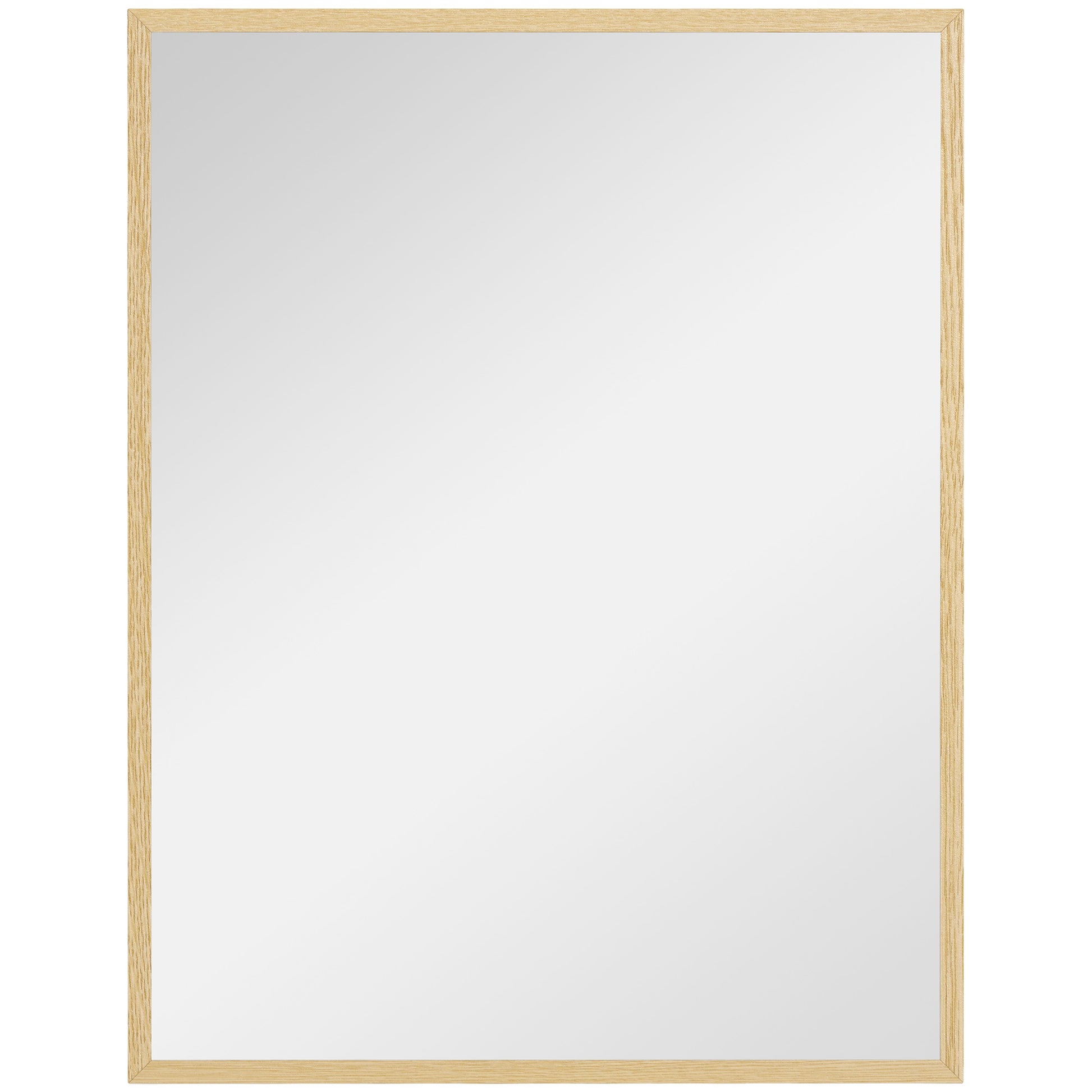 Rectangular Wall Mirror 90 x 70 cm, wooden frame, ideal for bathroom, living room, or bedroom, natural