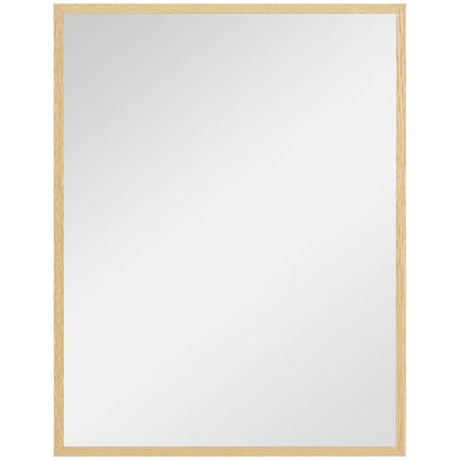 Rectangular Wall Mirror 90 x 70 cm, wooden frame, ideal for bathroom, living room, or bedroom, natural