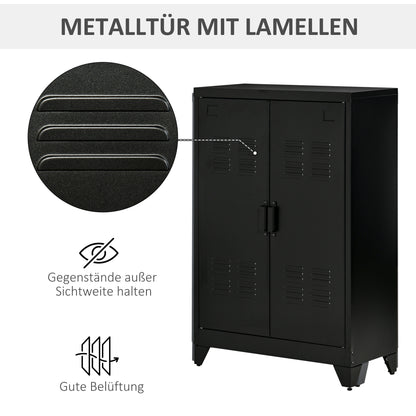 Filing Cabinet Metal Cabinet Multipurpose Cabinet with Magnetic Louver Double Door Adjustable Shelf Office Cabinet Storage Cabinet for Study Living Room 75 x 33 x 110 cm Black
