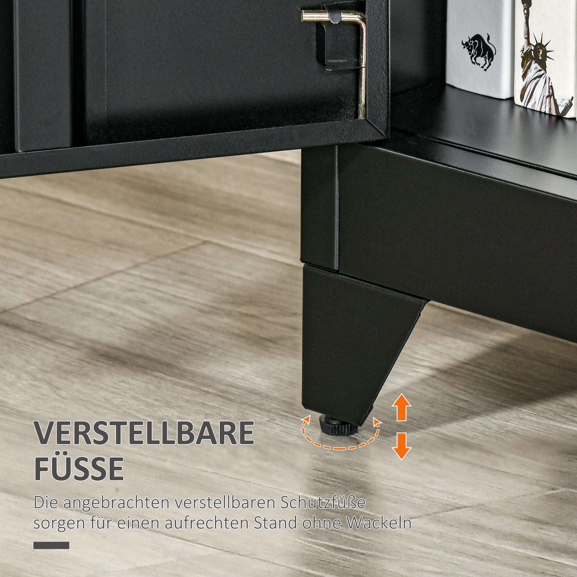 Filing Cabinet Metal Cabinet Multipurpose Cabinet with Magnetic Louver Double Door Adjustable Shelf Office Cabinet Storage Cabinet for Study Living Room 75 x 33 x 110 cm Black
