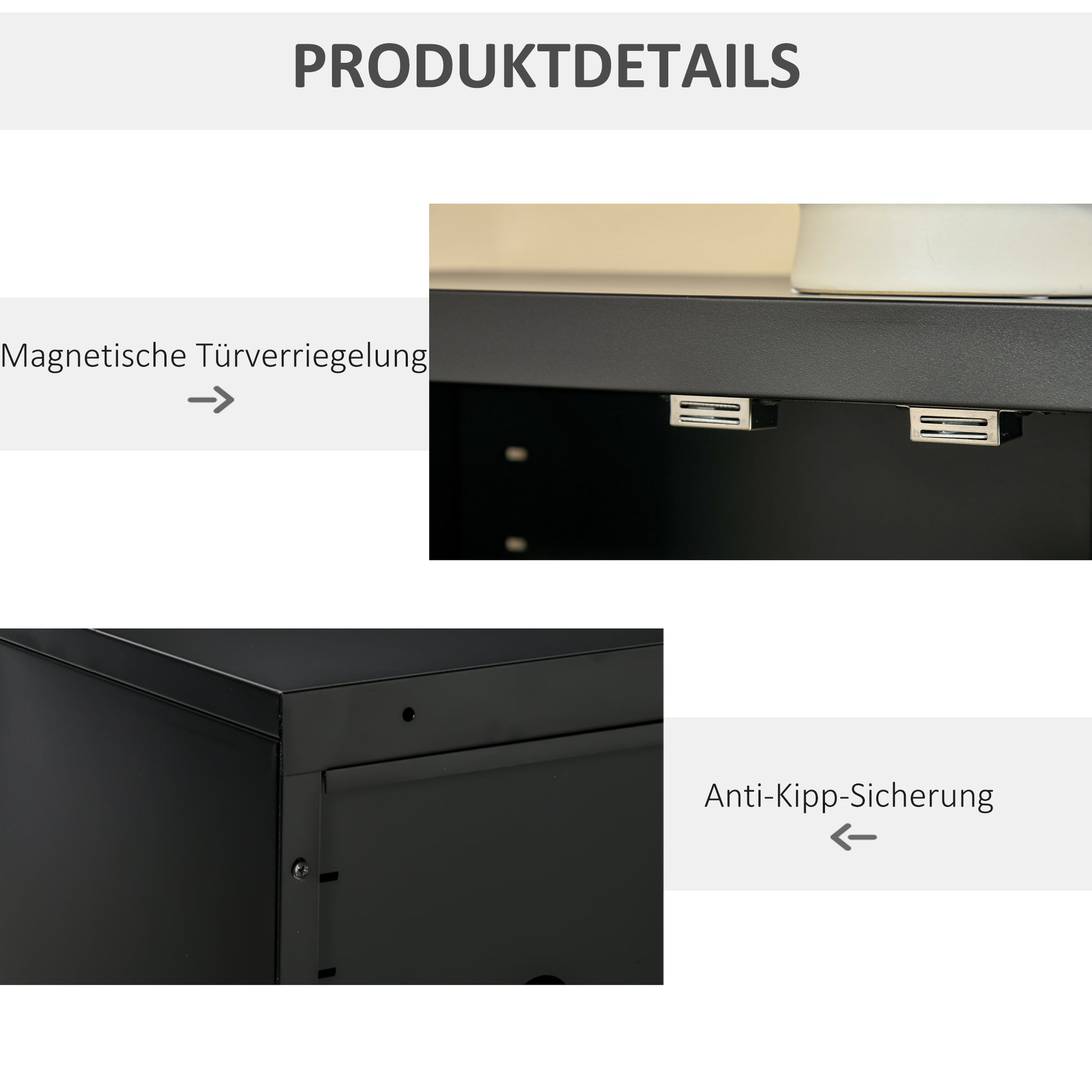 Filing Cabinet Metal Cabinet Multipurpose Cabinet with Magnetic Louver Double Door Adjustable Shelf Office Cabinet Storage Cabinet for Study Living Room 75 x 33 x 110 cm Black