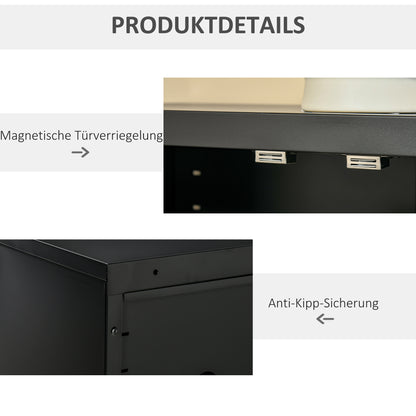 Filing Cabinet Metal Cabinet Multipurpose Cabinet with Magnetic Louver Double Door Adjustable Shelf Office Cabinet Storage Cabinet for Study Living Room 75 x 33 x 110 cm Black