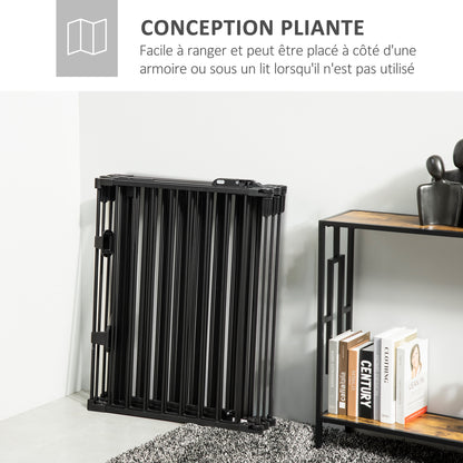Safety Barrier Fireplace Protection Barrier Pet Playpen Modular Foldable 6 Panels with Door No Drilling 362.5 x 76 cm Black