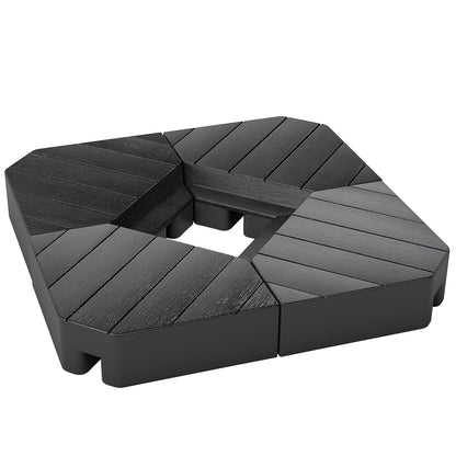Umbrella Stand 4-Piece Umbrella Weight Wood-look, Cantilever Umbrella Stand, Ground Cross Fillable with Sand/Water up to 20/15 kg Cantilever Umbrella Stand Weights Umbrella Base HDPE Black