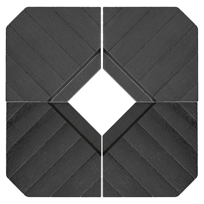 Umbrella Stand 4-Piece Umbrella Weight Wood-look, Cantilever Umbrella Stand, Ground Cross Fillable with Sand/Water up to 20/15 kg Cantilever Umbrella Stand Weights Umbrella Base HDPE Black