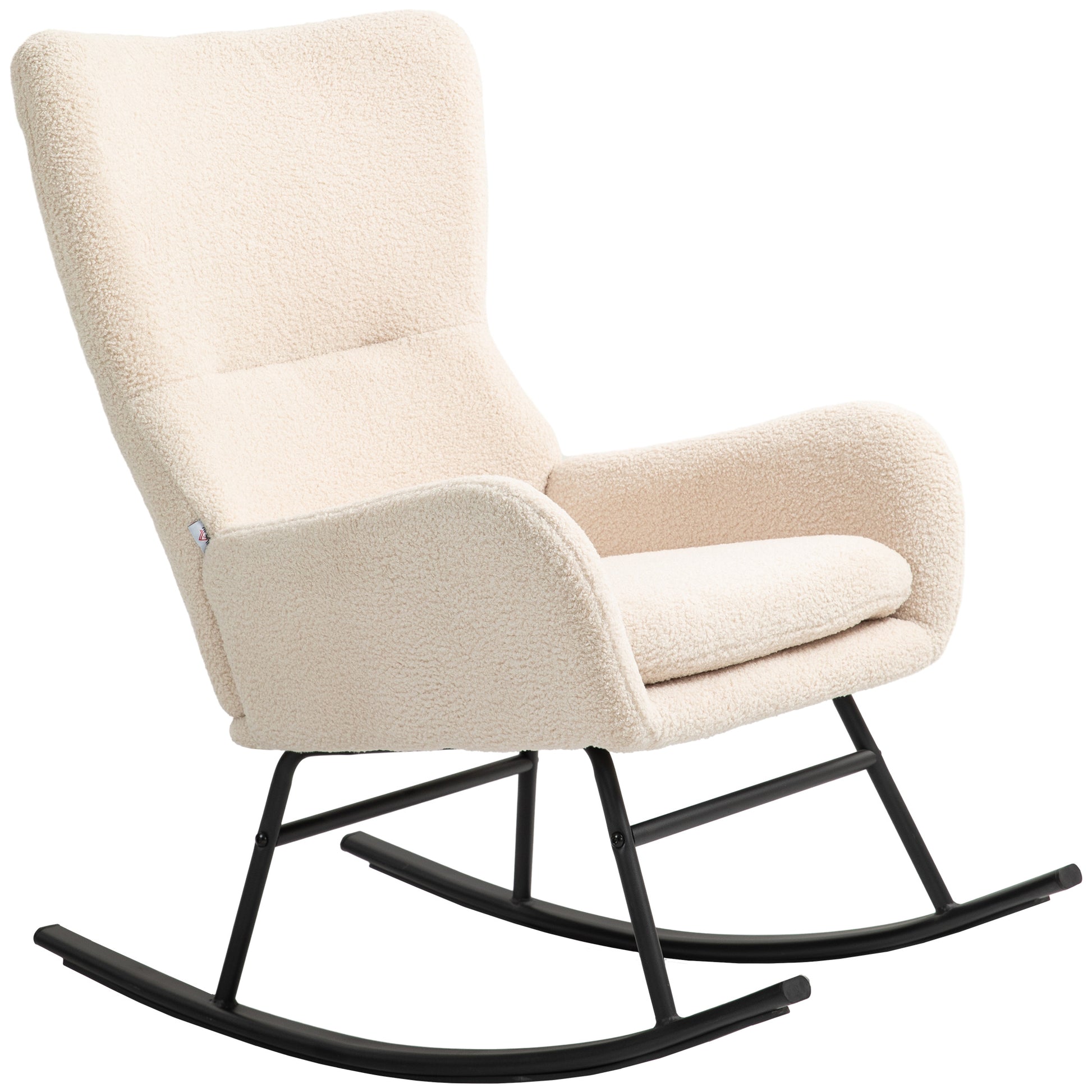 Rocking Chair, Rocking Chair, with 10 cm Thick Seat, Curved Steel Legs, 120 kg Weight Capacity, for Living Room, Bedroom, Balcony, Beige and Black
