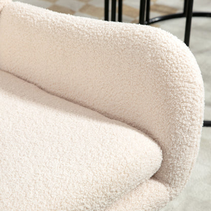 Rocking Chair, Rocking Chair, with 10 cm Thick Seat, Curved Steel Legs, 120 kg Weight Capacity, for Living Room, Bedroom, Balcony, Beige and Black