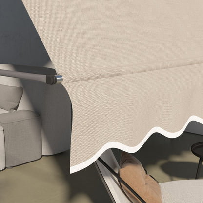 Self-supporting manual awning retractable sun protection 3.5L x 1.2W x 2.1-3H m Adjustable tilt for balcony without drilling Metal Aluminum Polyester Sand