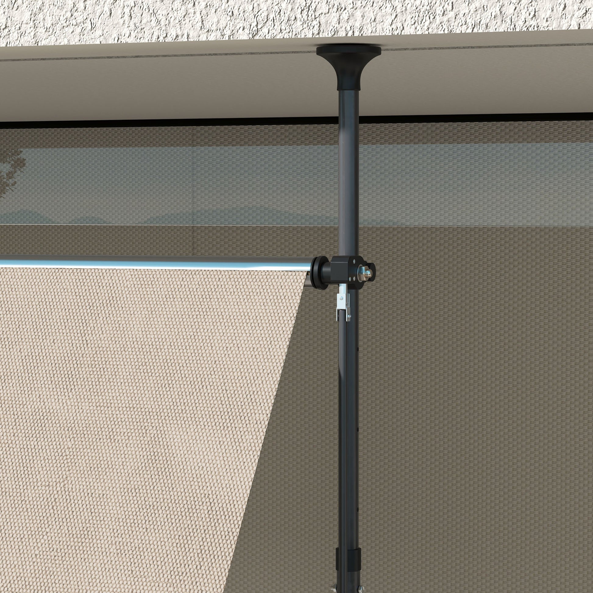 Self-supporting manual awning retractable sun protection 3.5L x 1.2W x 2.1-3H m Adjustable tilt for balcony without drilling Metal Aluminum Polyester Sand