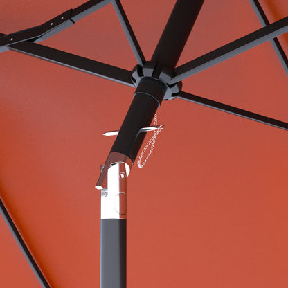 Double Garden Umbrella Tilted at 45° with Crank and 3 Air Vents, Outdoor Umbrella in Steel and Polyester, 295x152x222 cm, Rust Red