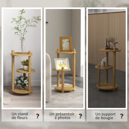 Wooden Plant Stand Pedestal 3-Tier Round Flower Shelves Flower Pot Stand 41L x 39W x 68H cm