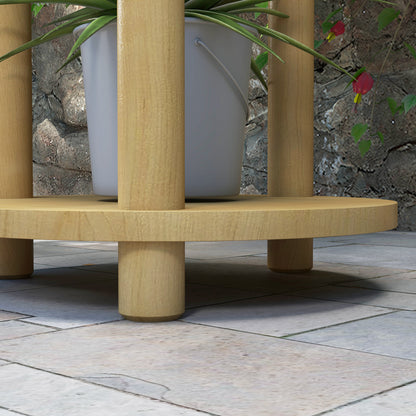 Wooden Plant Stand Pedestal 3-Tier Round Flower Shelves Flower Pot Stand 41L x 39W x 68H cm