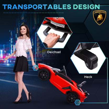 Kids Electric Car LAMBORGHINI AVENTADOR SVJ ROADSTER 12V Children's Vehicle with 2.4G Remote Control, 2 Motors, Kids Car with MP3 Horn, Music, Soft Start, Electric Vehicle for 3-5 Years Kids, Red