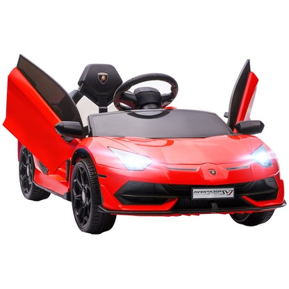 Kids Electric Car LAMBORGHINI AVENTADOR SVJ ROADSTER 12V Children's Vehicle with 2.4G Remote Control, 2 Motors, Kids Car with MP3 Horn, Music, Soft Start, Electric Vehicle for 3-5 Years Kids, Red