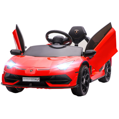 Kids Electric Car LAMBORGHINI AVENTADOR SVJ ROADSTER 12V Children's Vehicle with 2.4G Remote Control, 2 Motors, Kids Car with MP3 Horn, Music, Soft Start, Electric Vehicle for 3-5 Years Kids, Red