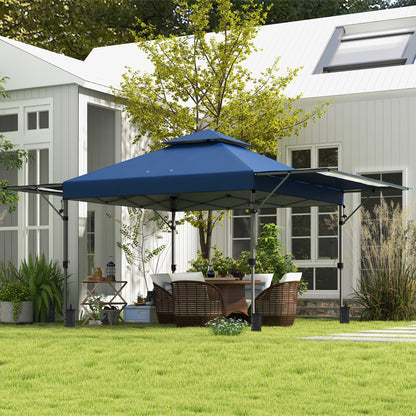 Pop-Up Garden Gazebo Folding Marquee 5 x 3m, Oxford Fabric with 2 Adjustable Walls, Easy to Assemble, Wheeled Transport Bag Included Blue