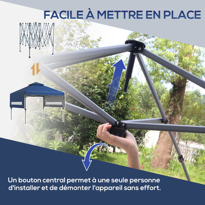 Pop-Up Garden Gazebo Folding Marquee 5 x 3m, Oxford Fabric with 2 Adjustable Walls, Easy to Assemble, Wheeled Transport Bag Included Blue