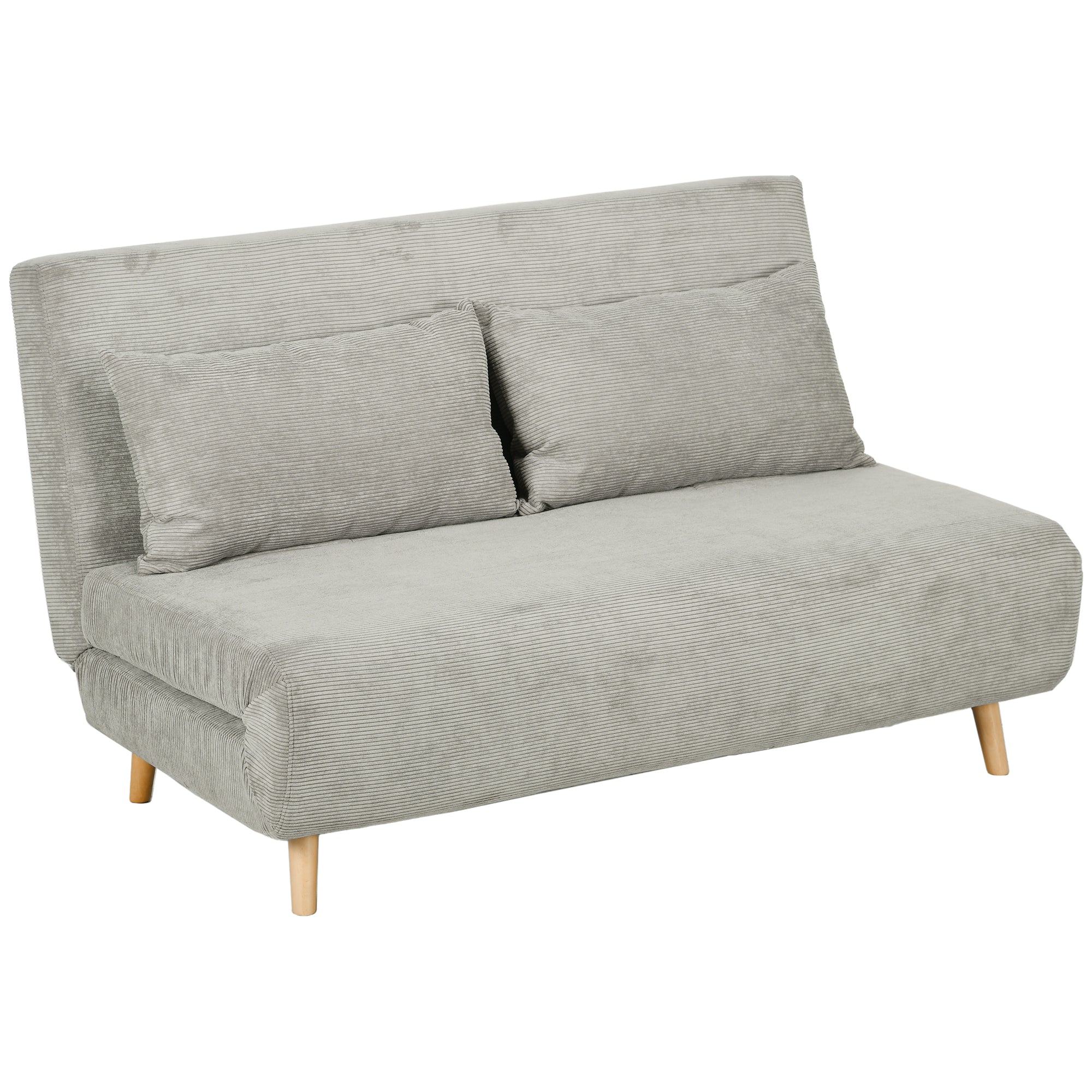 Sleeper Sofa, Folding Bed with Bed Function, Back Cushions, Upholstered Sofa with Adjustable Backrest, Velvet Look, 141 x 90 x 81 cm, Gray