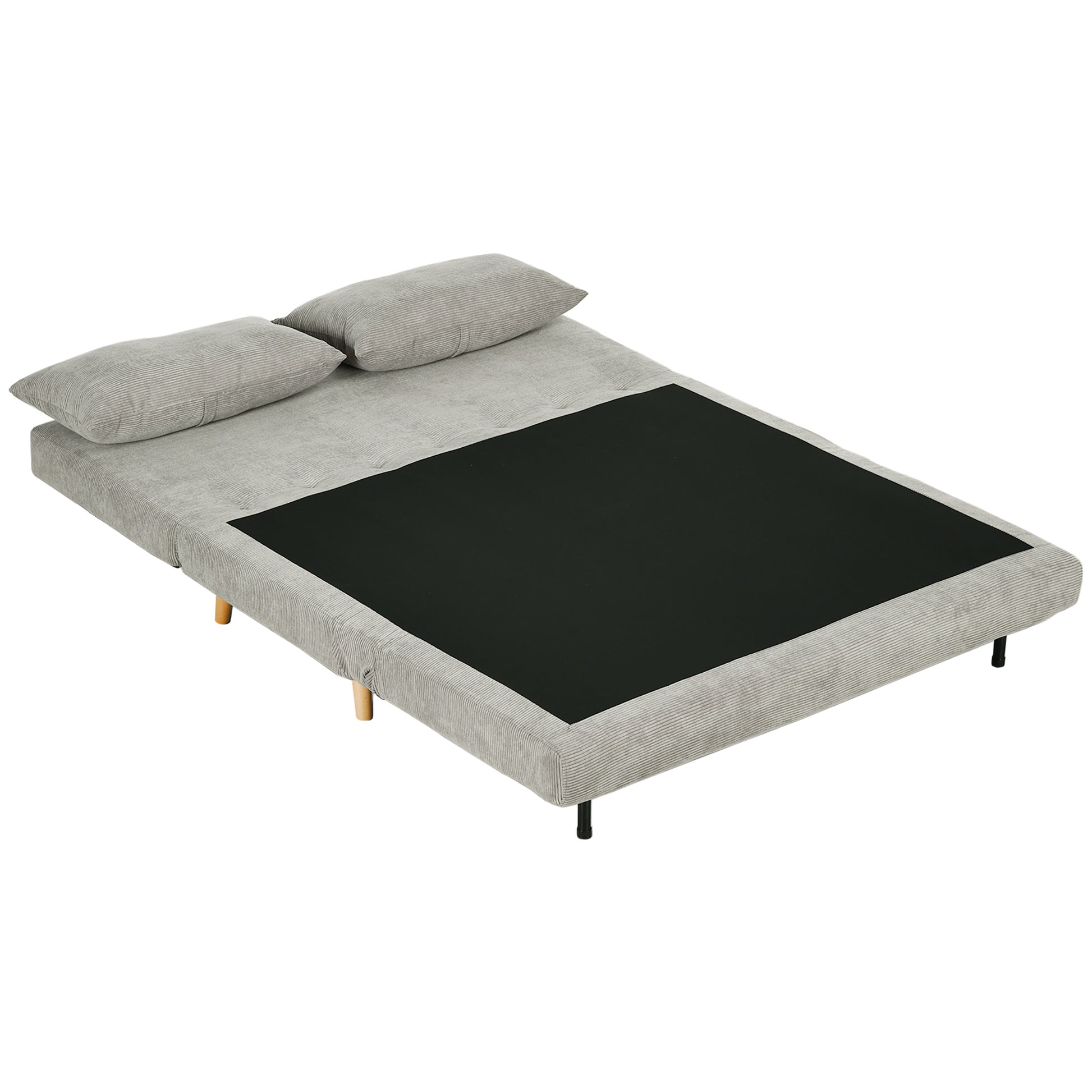 Sleeper Sofa, Folding Bed with Bed Function, Back Cushions, Upholstered Sofa with Adjustable Backrest, Velvet Look, 141 x 90 x 81 cm, Gray