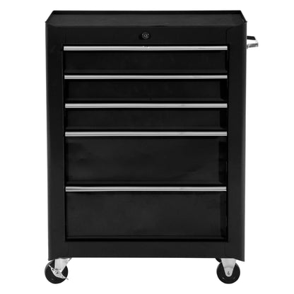 Workshop Trolley Tool Cart Empty Lockable with 5 Drawers, 2 Keys, Anti-slip Mats, Tool Cabinet Black