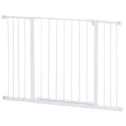 Door Safety Gate Stair Safety Gate with 10/15 cm Extension Door Gate without Drilling Stair Gate for Widths 76-82/86-97/101-107 cm One-Hand Opening Steel White