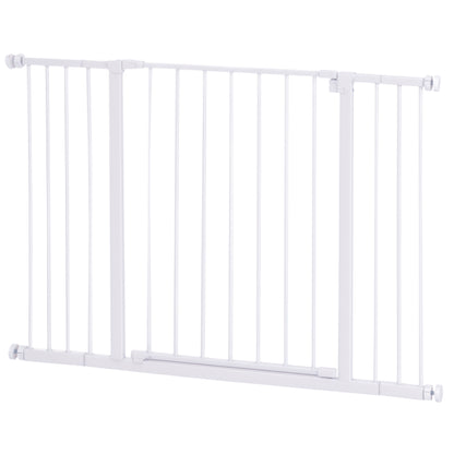 Door Safety Gate Stair Safety Gate with 10/15 cm Extension Door Gate without Drilling Stair Gate for Widths 76-82/86-97/101-107 cm One-Hand Opening Steel White