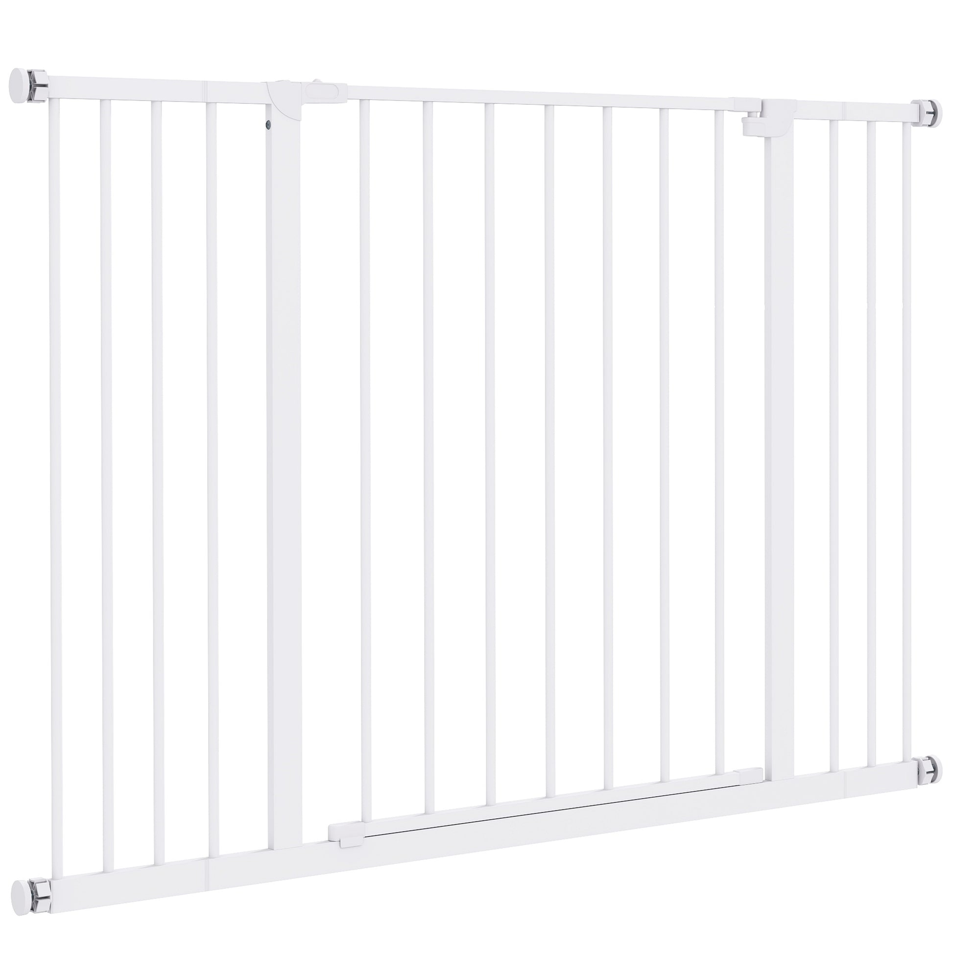 Door Safety Gate Stair Safety Gate with 10/15 cm Extension Door Gate without Drilling Stair Gate for Widths 76-82/86-97/101-107 cm One-Hand Opening Steel White