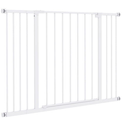 Door Safety Gate Stair Safety Gate with 10/15 cm Extension Door Gate without Drilling Stair Gate for Widths 76-82/86-97/101-107 cm One-Hand Opening Steel White