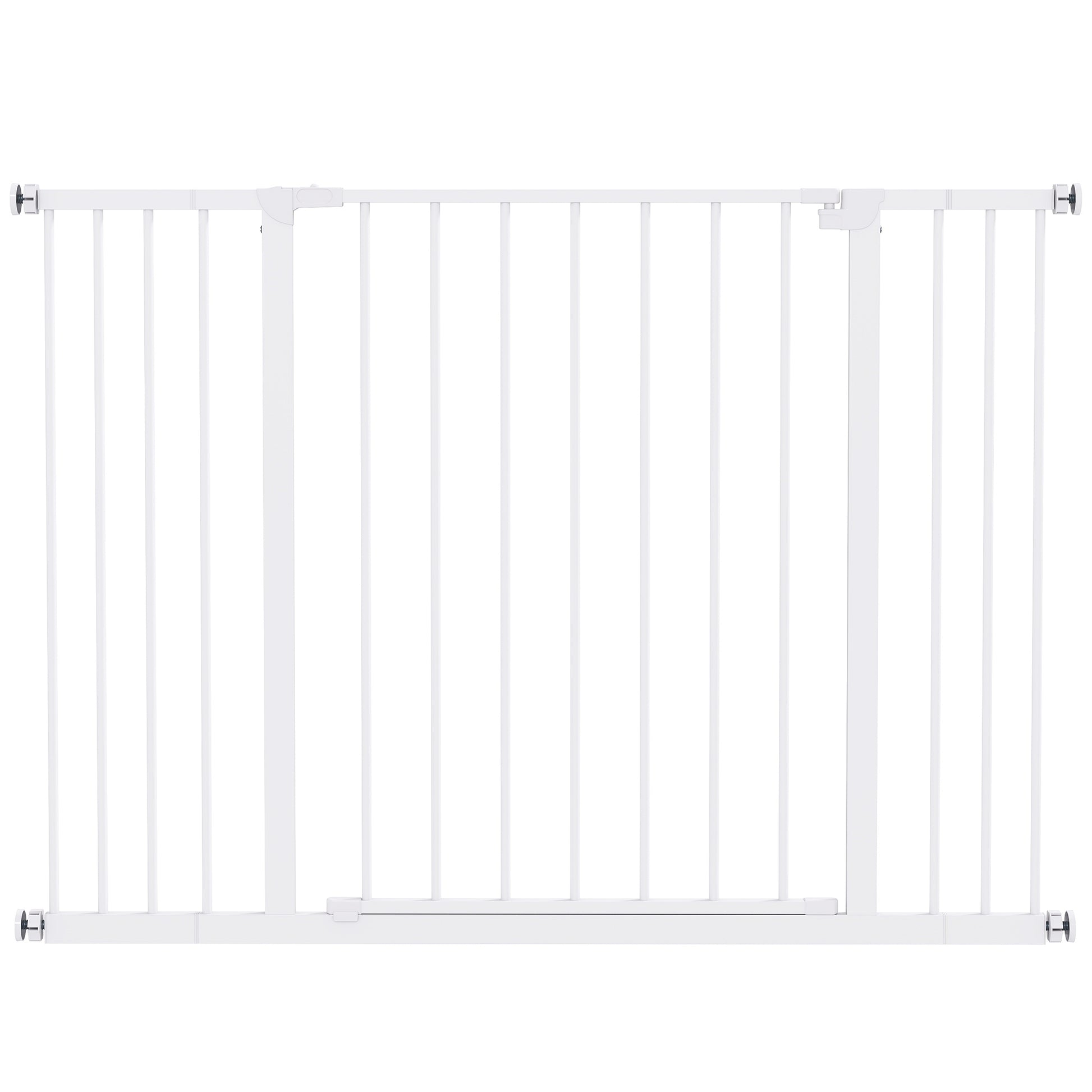 Door Safety Gate Stair Safety Gate with 10/15 cm Extension Door Gate without Drilling Stair Gate for Widths 76-82/86-97/101-107 cm One-Hand Opening Steel White
