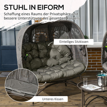 3 Piece Garden Chair Set, Wicker Chair with Folding Seat Basket, Coffee Table, Cushions, Lounge Chair for Terrace, Balcony, Steel, Sand