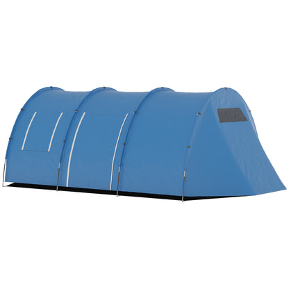 Camping Tent for 5-6 People with 2 Doors, Windows, and Storage Pockets Included, 475x315x215 cm, Blue
