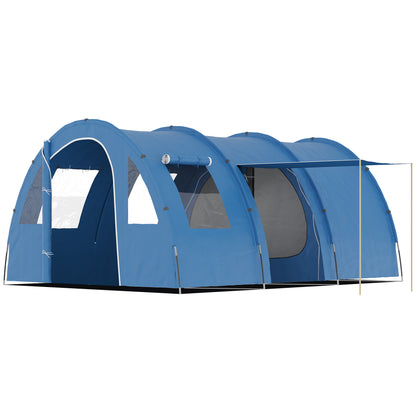 Camping Tent for 5-6 People with 2 Doors, Windows, and Storage Pockets Included, 475x315x215 cm, Blue