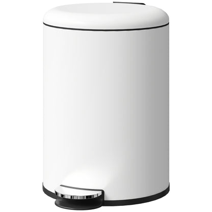 Trash Can 20 L Pedal Bin with Soft Close Lid, Waste Bin with Inner Bucket, for Living Room, Office, Metal, Cream White, 36 x 30 x 44.5 cm