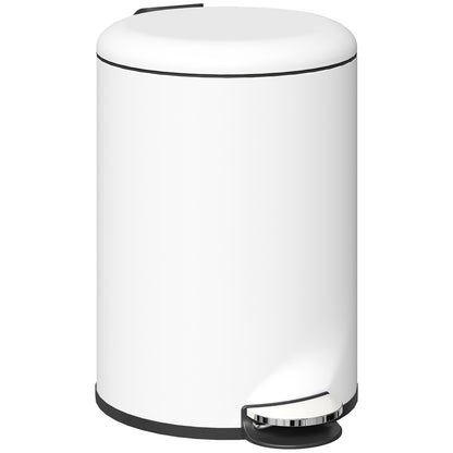 Trash Can 20 L Pedal Bin with Soft Close Lid, Waste Bin with Inner Bucket, for Living Room, Office, Metal, Cream White, 36 x 30 x 44.5 cm