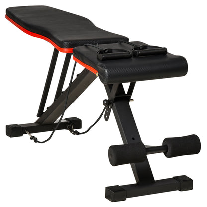 Multifunction Bench 2 in 1 with Adjustable Incline, Padded Bench for Abs and Weights with Elastic Cords for Home and Gym, Black