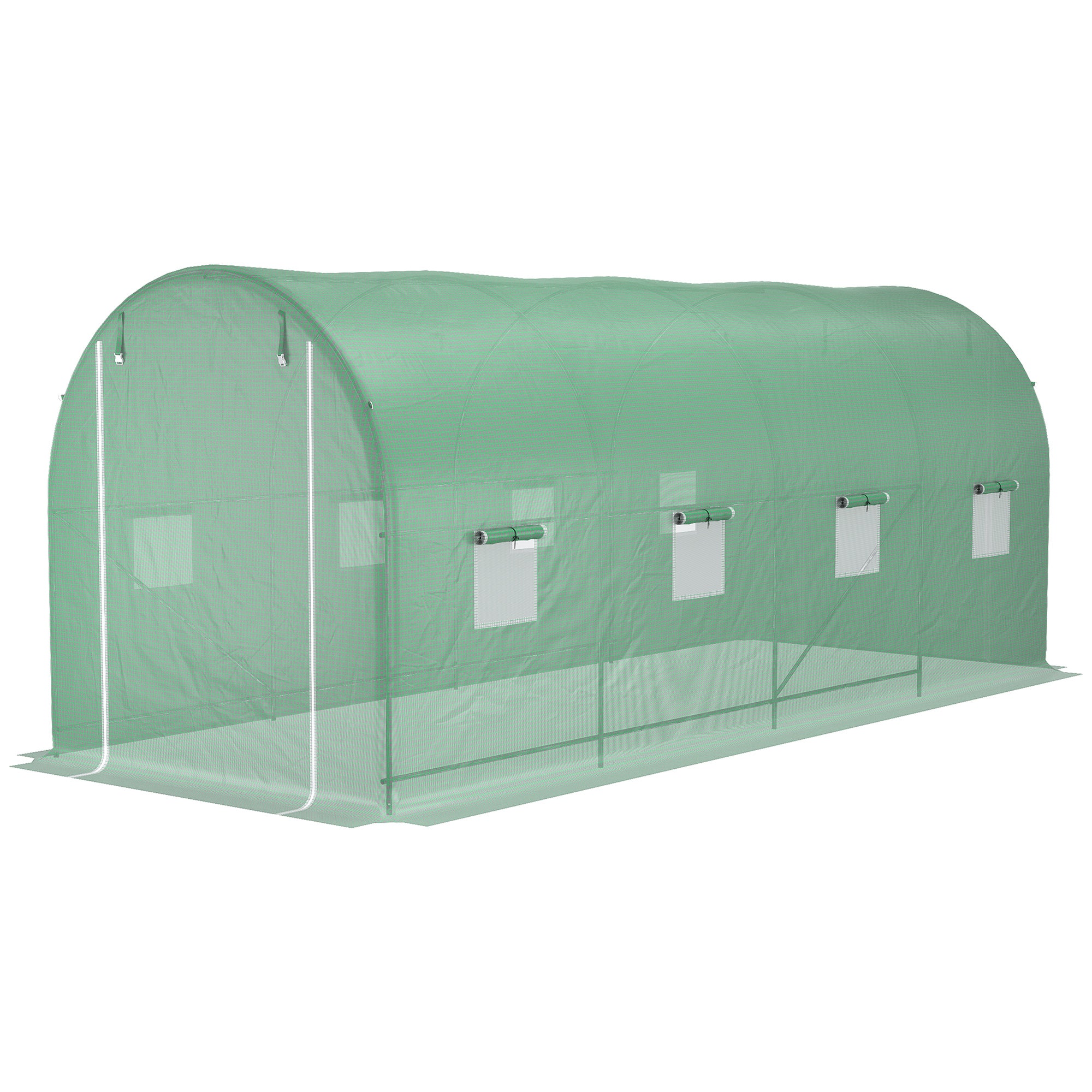 Greenhouse 500x200x205cm Film Greenhouse Tomato House with Door, 8 Windows, Film Tunnel Made of Galvanized Steel, PE, Stable Greenhouse Plant Tunnel, Including Ground Anchors & Ropes