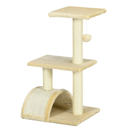 Cat Tree 72 cm Cat Tower with Plush Balls, Sisal Posts, Platform, Scratching Board Multi-Level Cat Scratching Tree, Climbing Tree, for Medium-Sized Cats, Cream White