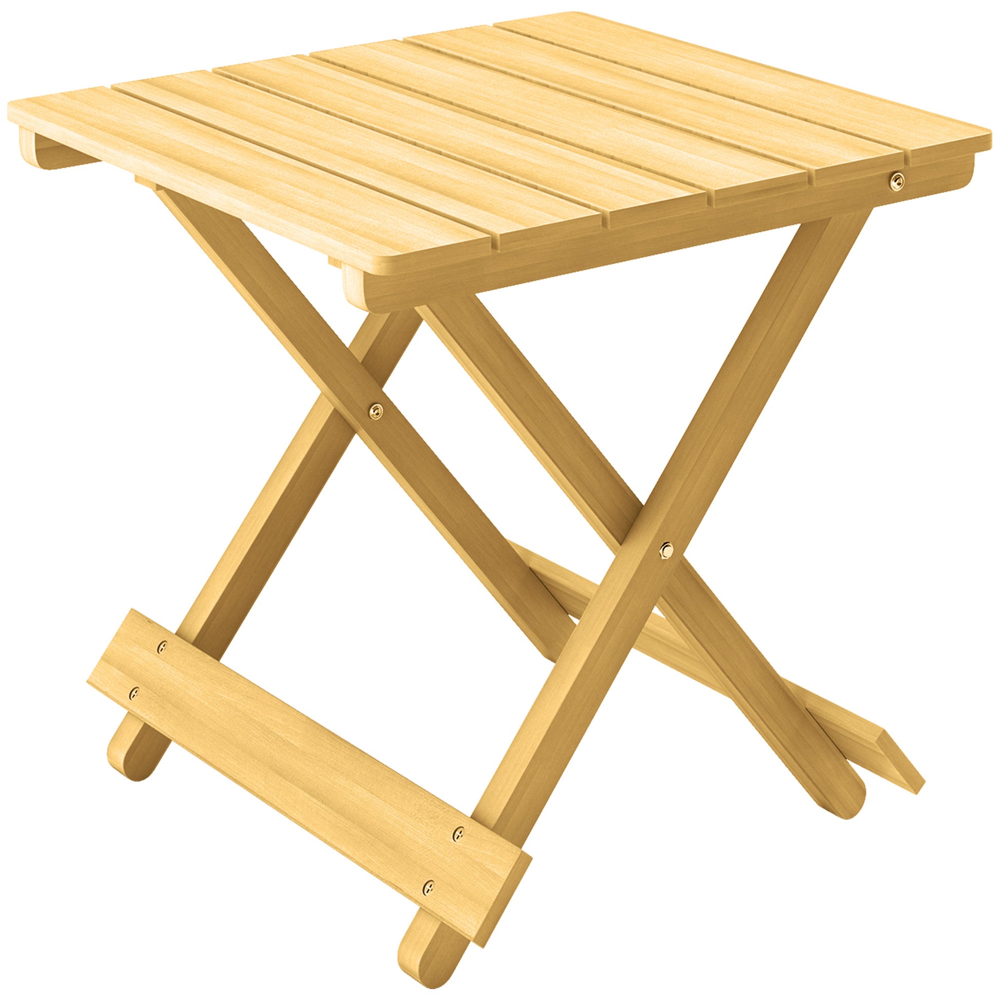 Solid Wood Folding Coffee Table, Folding Side Table, Lightweight, Slatted Top, for Balcony, Garden, Terrace, 40 x 43 x 40 cm, Natural Wood