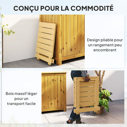 Solid Wood Folding Coffee Table, Folding Side Table, Lightweight, Slatted Top, for Balcony, Garden, Terrace, 40 x 43 x 40 cm, Natural Wood