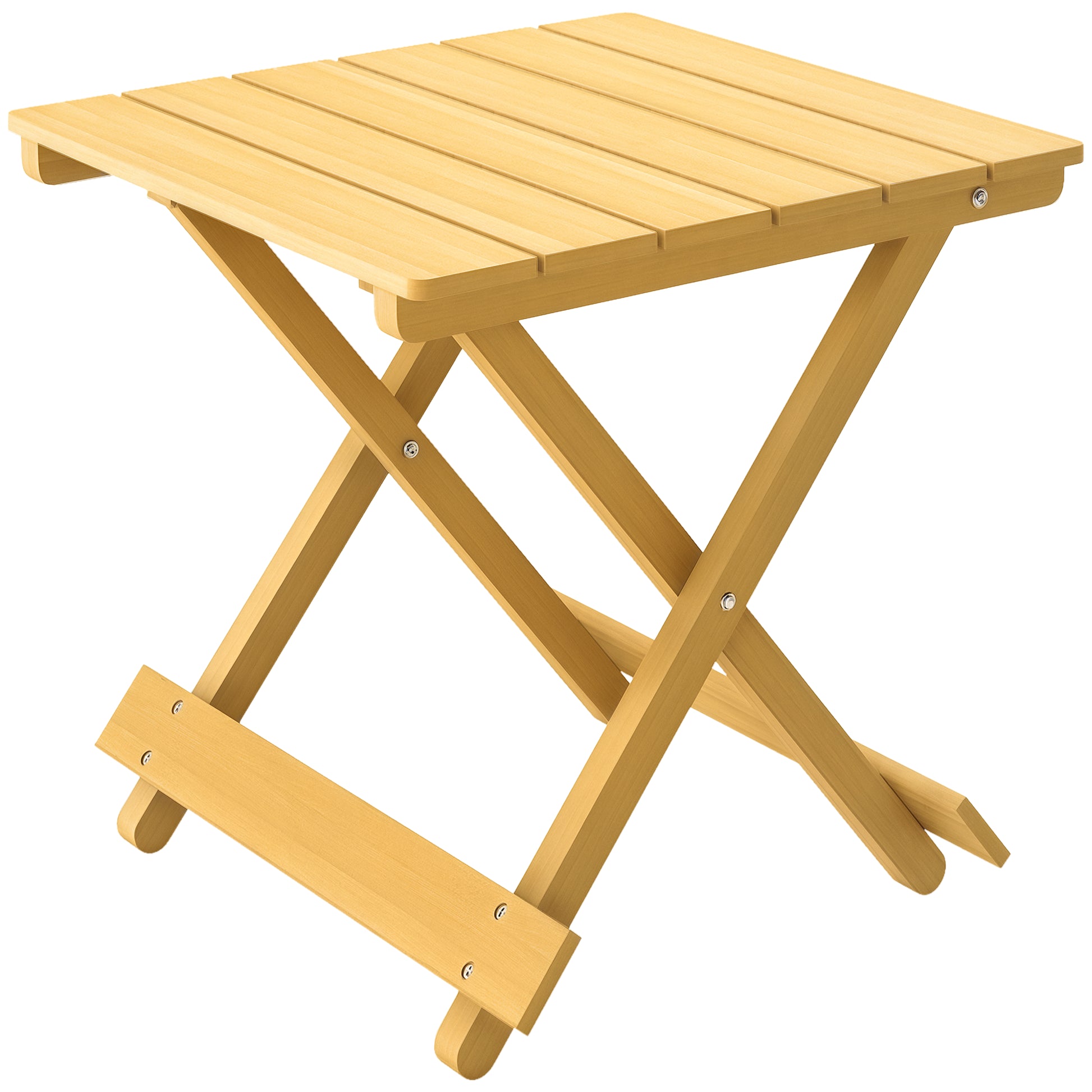 Solid Wood Folding Coffee Table, Folding Side Table, Lightweight, Slatted Top, for Balcony, Garden, Terrace, 40 x 43 x 40 cm, Natural Wood