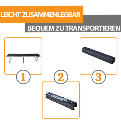 Camping Bed Folding Bed Cot Lounger incl. Bag 193x64x40cm (Black)