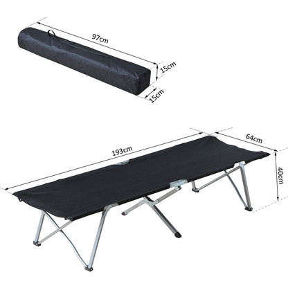 Camping Bed Folding Bed Cot Lounger incl. Bag 193x64x40cm (Black)