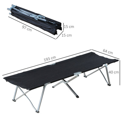 Camping Bed Folding Bed Cot Lounger incl. Bag 193x64x40cm (Black)