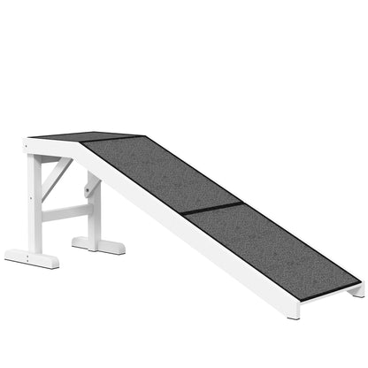 Wooden Dog Ramp Pet Ramp with Non-Slip Carpet for Small, Medium, and Large Dogs 152x40x50 cm White and Gray