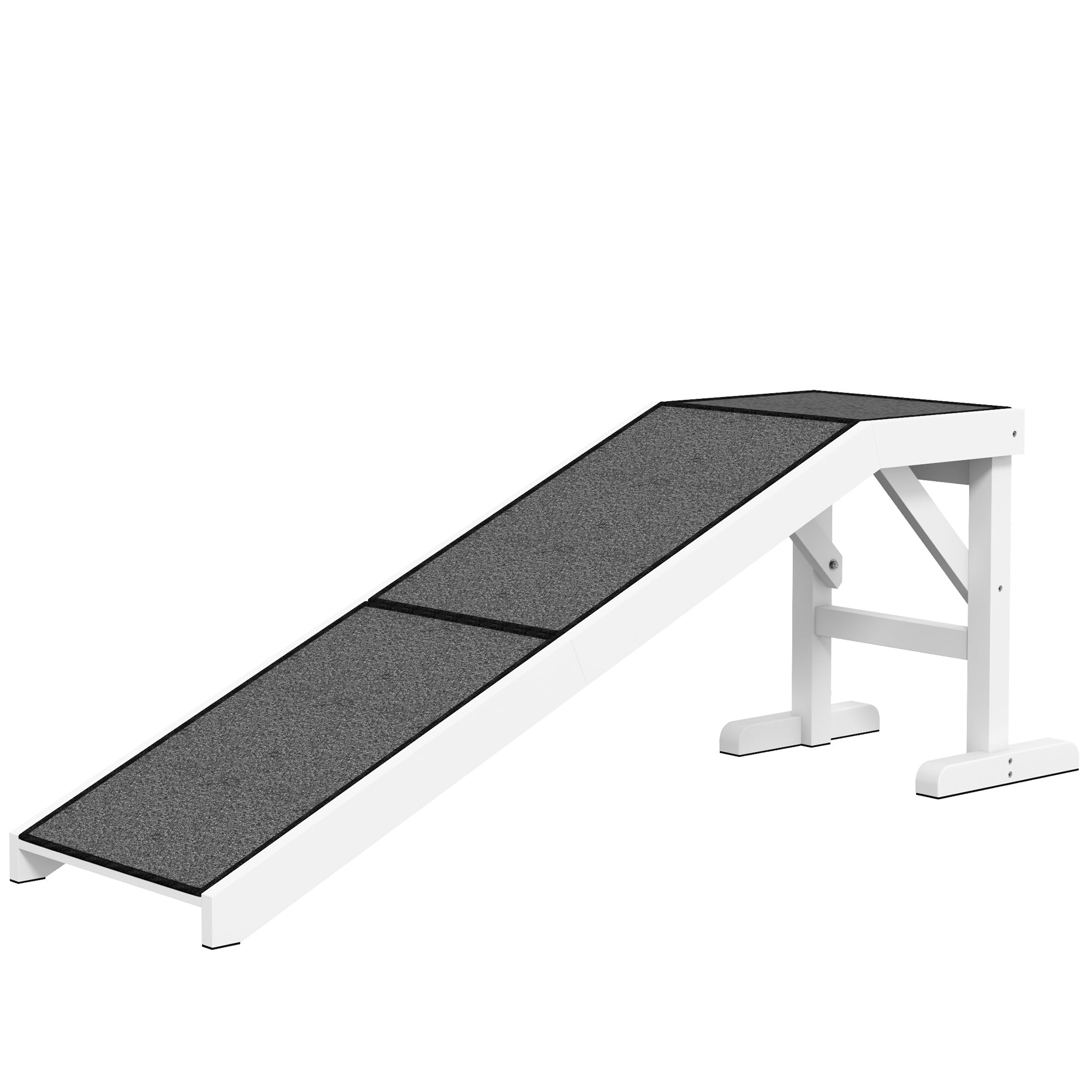 Wooden Dog Ramp Pet Ramp with Non-Slip Carpet for Small, Medium, and Large Dogs 152x40x50 cm White and Gray